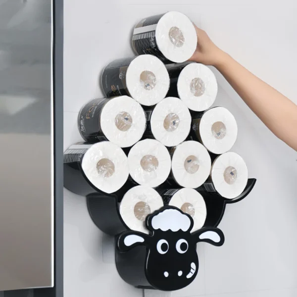 Steel Toilet Paper Holder Bathroom Wall Decoration Moun Kitchen Paper Shelf Storage Sheep Owl Towel Roll Shelf Home Accessories