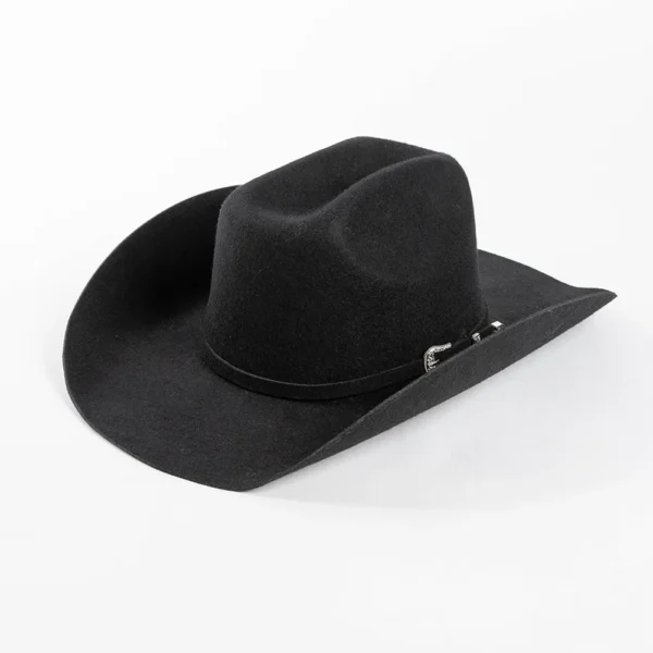 100% Wool Concave Shape Top Hat Fashion Belt Buckle Decorative Woolen Curling Wide Brim Fedora Hat Unisex Western Cowboy Hat - Image 2