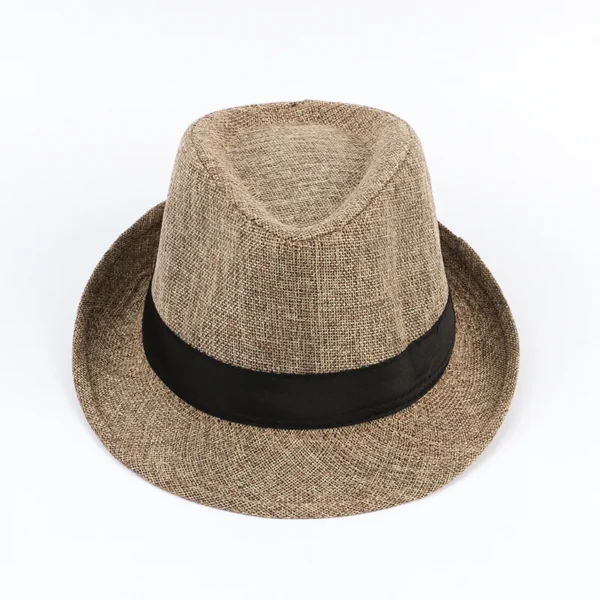 Men's Fedora Jazz Cotton Linen Solid Color Hat Summer Retro Bowler Hats Unisex Outdoor Chapeau  Bowler Hats Beach Trave Cap - Image 4