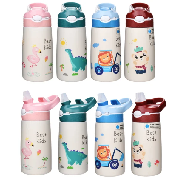 400ML Children Thermos Water Bottle Kids Thermos Mug Baby Duck Billed Straw 316 Stainless Steel Vacuum Flasks Tumbler Thermo Cup