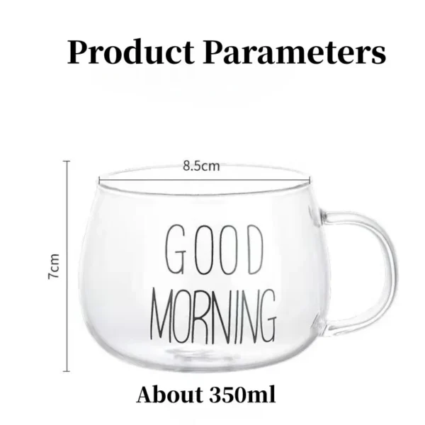 350ml Letter Printed Transparent Creative Glass Coffee Tea Mug Drinks Dessert Breakfast Milk Cup Glass Mugs Handle Drinkware - Image 6