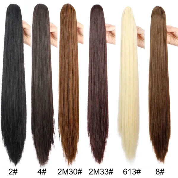 WIGSIN 24Inch Syntheitc Claw Clip On Long Straight Ponytail Hair Extension Black Brown Blonde for Women - Image 2