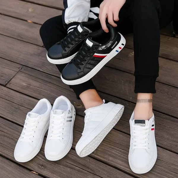 2024 Mens Casual Sneakers New Fashion Lace-up White Shoes Student Comfort Sports Plus Size Vulcanized Shoes Zapatillas De Hombre - Image 4