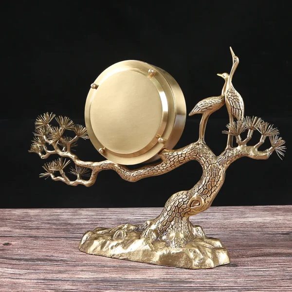 New Chinese Style Pure Copper red-crowned crane Desk Silent Clock Living Room Fashion Quartz Clock Desktop Brass Decorations - Image 2