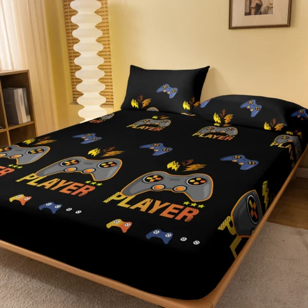 1 piece of Giant Player black patterned matte bedsheet, bedroom printed bedspread, bedding (excluding pillowcases)