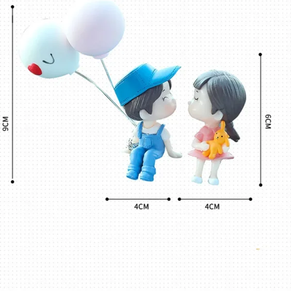 Car Ornaments Cute Cartoon Couples Action Figure Figurines Balloon Ornaments Auto Interior Accessories For Dashboard Girls Gifts - Image 3