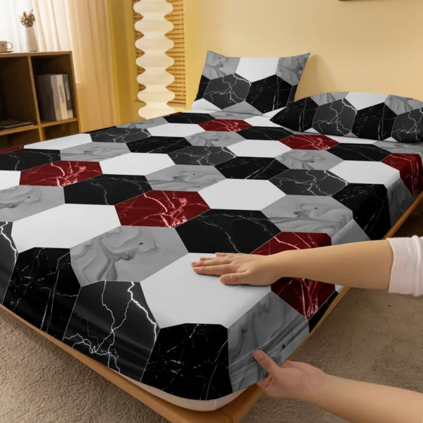 1 Piece of Fashion Marble Pattern Frosted Bedsheet, Bedroom Printed Bedspread, Bedding (Excluding Pillowcases) - Image 2