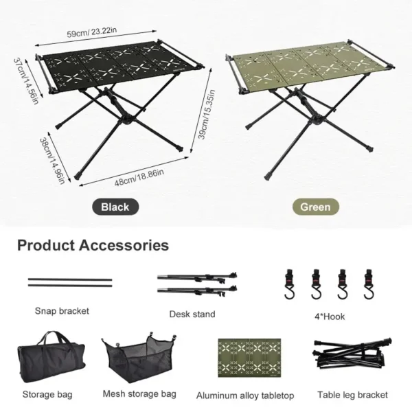 WESTTUNE Camping Folding Table Portable Aluminum Alloy Lightweight Table with Accessories Multifunctional Outdoor Table - Image 4