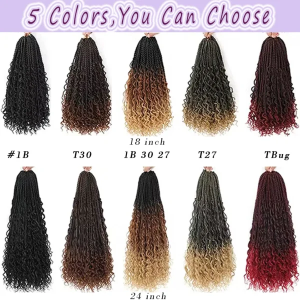 1-6 Packs Boho Box Braids Crochet Hair 18 24 Inch Bohomian Braids Crochet Hair Goddess Box Braids Braiding Hair For Black Women - Image 6