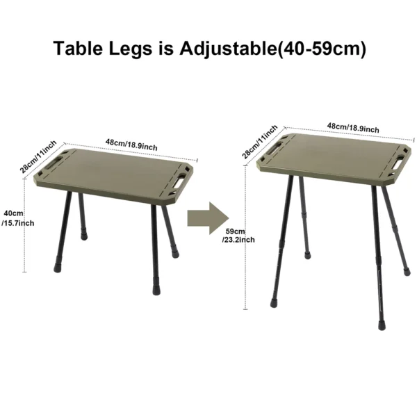 Folding Table for Camping Height Adjustable Outdoor Portable Lightweight with Carry Bag Two-Sides Hanging Cookware Hiking Picnic - Image 2