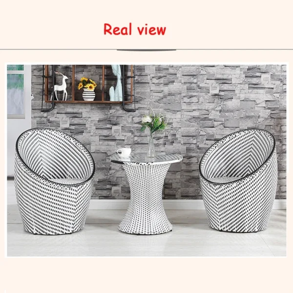 rattan chairs outdoor furniture garden  Relaxing patio furniture set Balcony Tables and chairs Modern and simple threepiece suit - Image 4