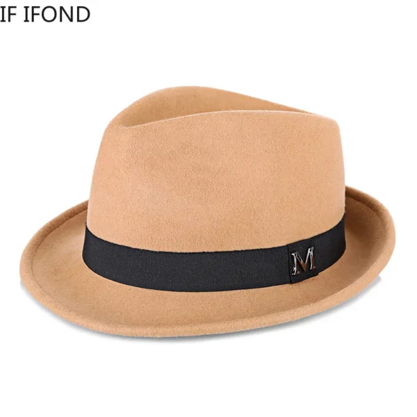 Men Winter Thick Warm Felt Fedora Hats Wool Gentleman Jazz Cap Homburg Male Classical Narrow Brim Top Hat - Image 6