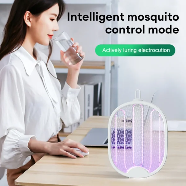 Electric Mosquito Racket Portable Foldable Mosquito Killer Lamp USB Rechargeable Bug Zapper Fly Swatter for Bedroom Kitchen - Image 3