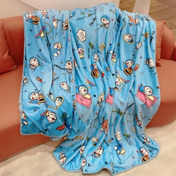 Kawaii Doraemon Blanket Comfortable Cartoon Cartoon Pattern Printing Flannel Blanket Office Nap Blanket Bedroom Bedspread Girl - Image 4