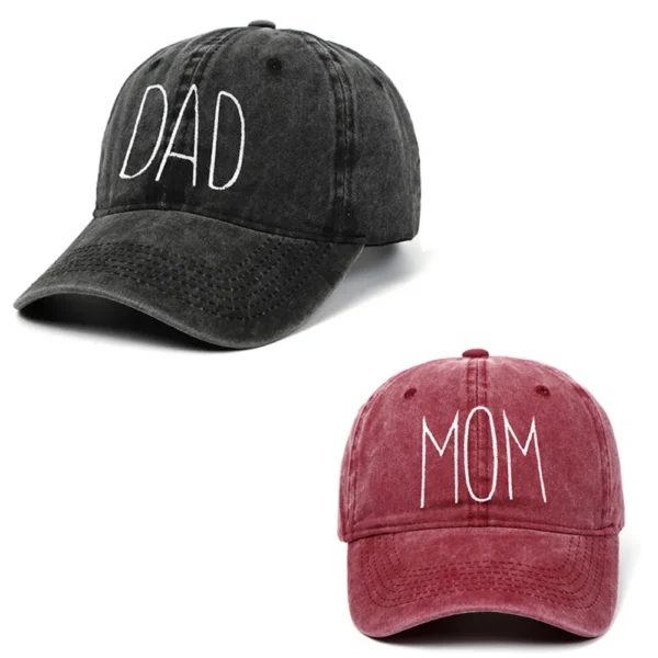 Retro DAD MOM Embroidery Baseball Caps Men Women Washed Cotton Snapback Dad Caps Outdoor Sports Visor Sun Hat Unisex