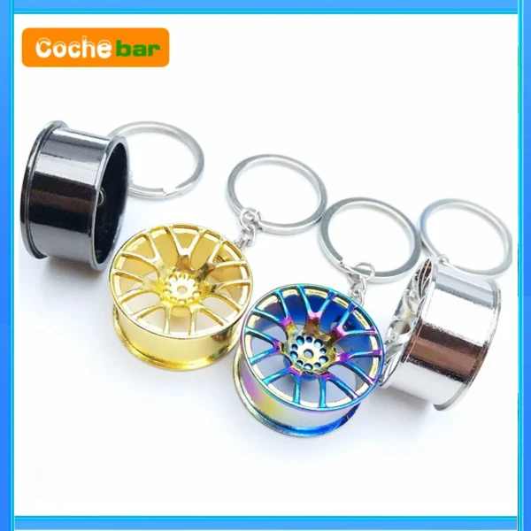 Metal Keychain Car Wheel Key Chain Auto Decoration Bottle Opener Mini Vernier Caliper Key Ring Pendant Car Styling Accessories