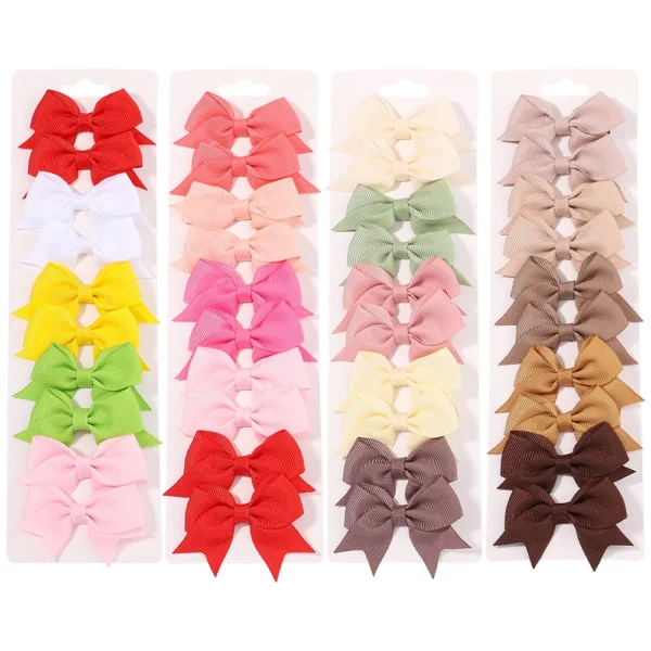 10Pcs/Set New Cute Solid Ribbon Bowknot Hair Clips for Baby Girls Handmade Bows Hairpin Barrettes Headwear Kids Hair Accessories - Image 5