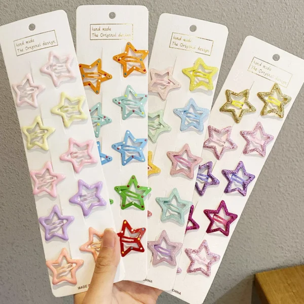 10pcs/set Cute Colorful Star Waterdrop Shape Hair Clips For Girls Children Lovely Hair Decorate Hairpins Kids Hair Accessories - Image 2