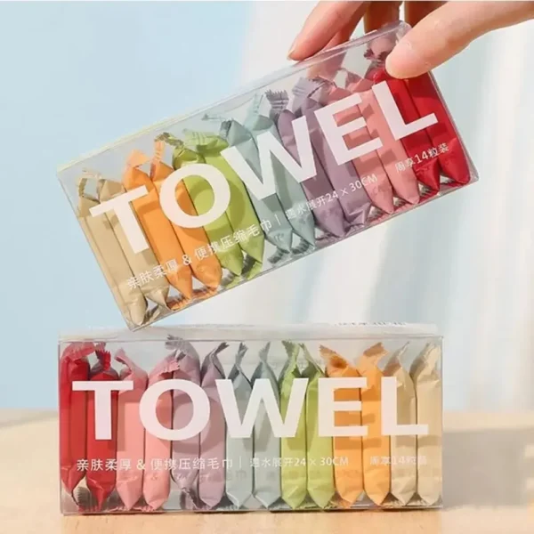 14pcs/box Disposable Washcloth Portable Travel Towel Thickened Compressed Face Cleansing Beauty Square Towel - Image 2