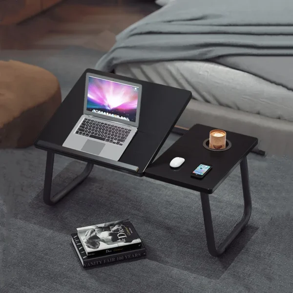 Folding Laptop Desk for Bed Portable Computer Tray for Sofa Table for Writing 4 Angles Adjustable Laptop Table with Cup Holder - Image 4