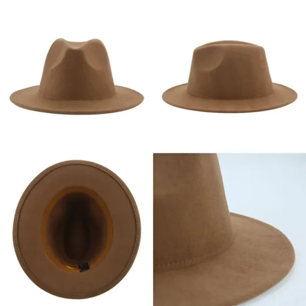 Fedora Hat Women Hat Winter Luxury Man Hats for Women Fashion Formal Wedding Decorate Camel Panama Cap Fedoras sombrero hombre - Image 4