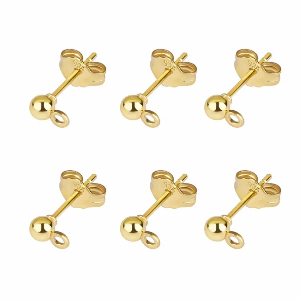 50pcs/lot Gold Silver Earring Studs Base Pins 925 Silver Plated Earring Plug Ear Back DIY Jewelry Making Findings Accessories - Image 2