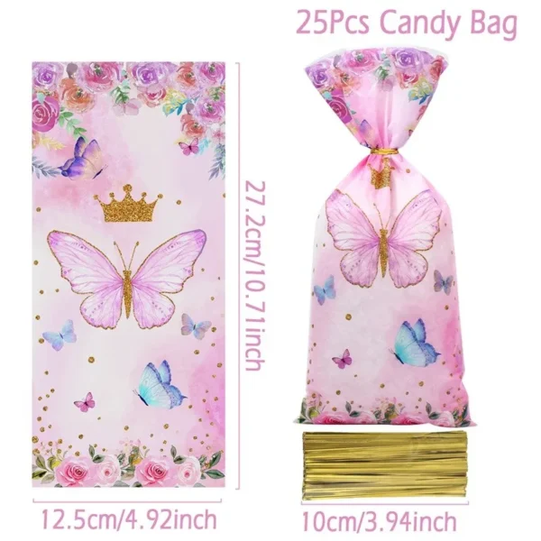 25/50/100pcs Candy Bags Gift Packing Bags Biscuit Butterfly Birthday Party Decorations Gift Candy Bag Baby Shower Party Supplies - Image 3