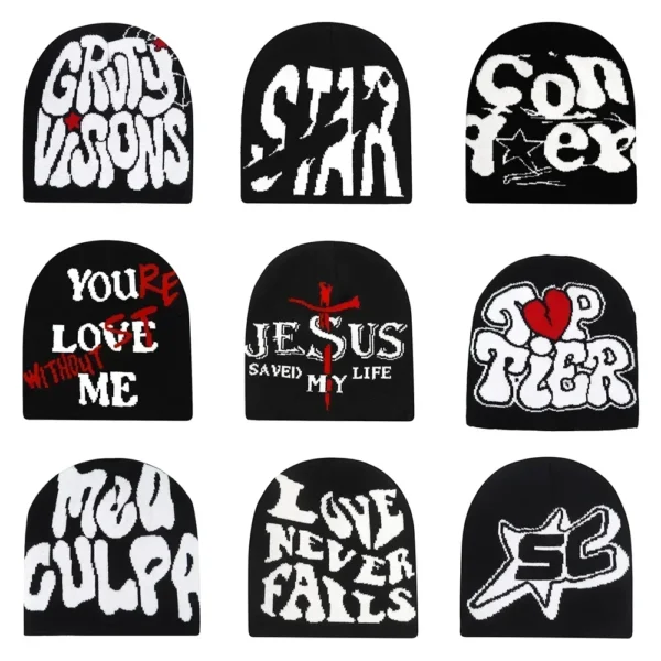 2024 New Y2K Beanies Women Men Couple Warm Hats Fashion Bonnet Wool Skullies Hoods Lady Knitted Hats Accessories Hiphop Gorro - Image 5