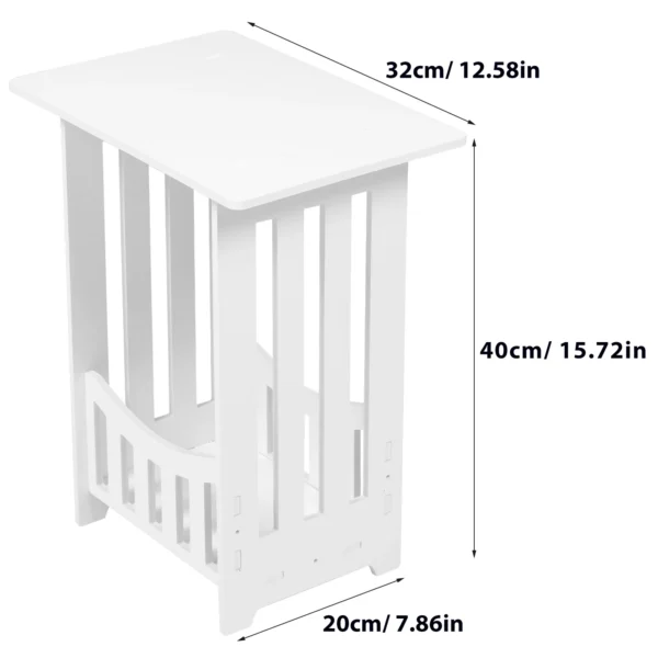 White End Table 2 Tier Boho Side Table Narrow Nightstand Storage Shelf Bedside Table Display Rack Small Spaces Bedroom Living - Image 3