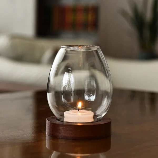 Transparent Glass Candle Holder Candlestick Retro Round Hollow Windproof Candle Holders Wedding Party Dining Table Decorations - Image 6