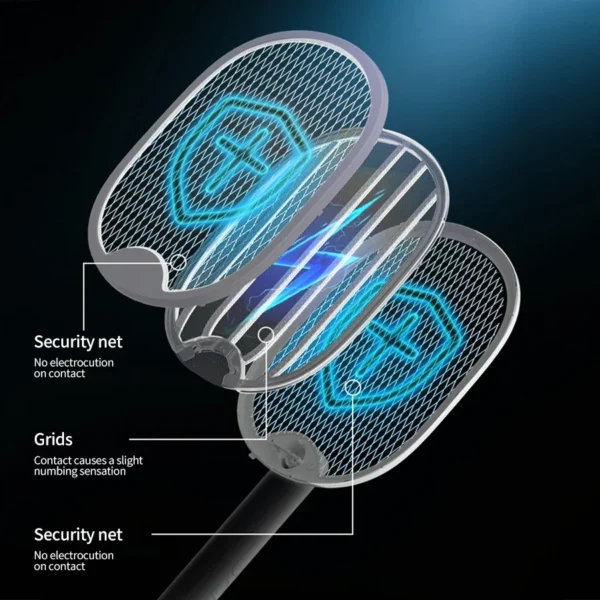 4 In 1 Foldable Electric Mosquito Swatter Killer 3500V Fly Swatter Trap USB Rechargeable Mosquito Racket Insect Killer Bug Zappe - Image 5