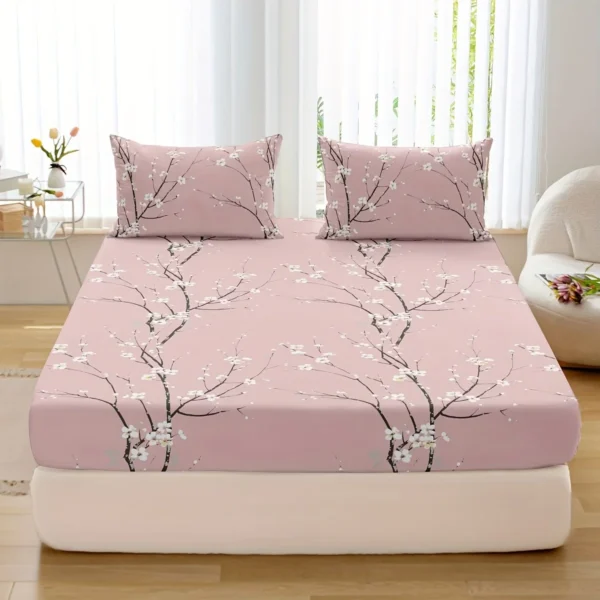 3pcs Printed Pattern Fitted Sheet Set, (1* Fitted Sheet + 2* Pillowcases, Without Core) - Image 4