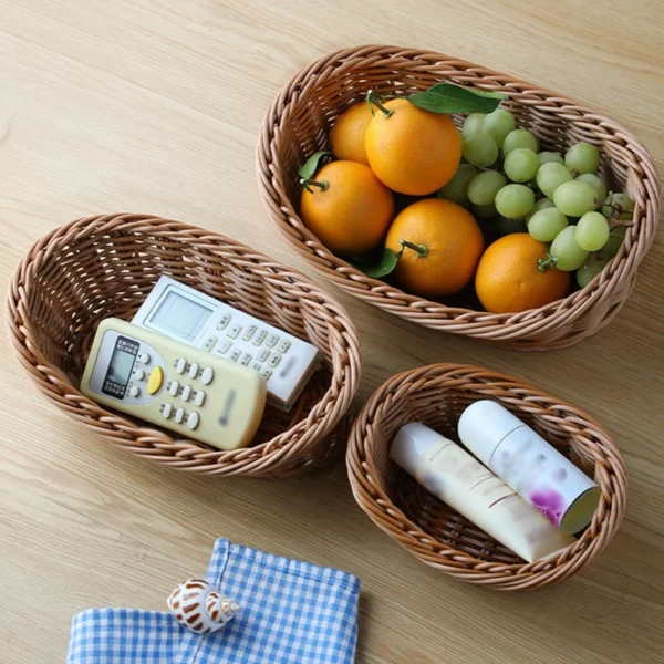 Imitation Rattan Yuanbao-Shaped Fruit Plate Creative Household Storage Baskets Picnic Snacks Sundry Baskets Dried Fruit Tray - Image 5