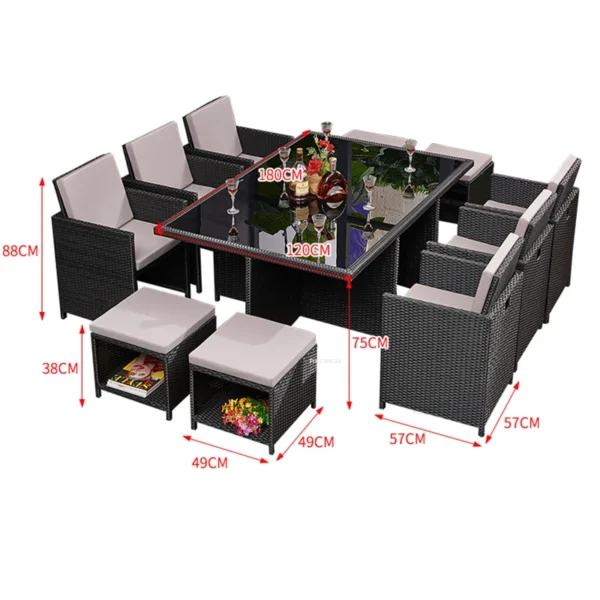 Modern Open-air Garden Furniture Sets Patio Rattan Furniture Set Waterproof and Sun-proof Armchair Leisure Outdoor Table Chairs - Image 6