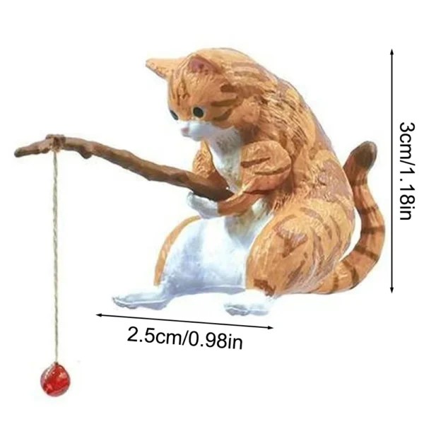 1PC Cat Fishing Aquarium Decoration Fish Tank Landscaping Statues Display Fishing Cat Hanging Decorations - Image 6