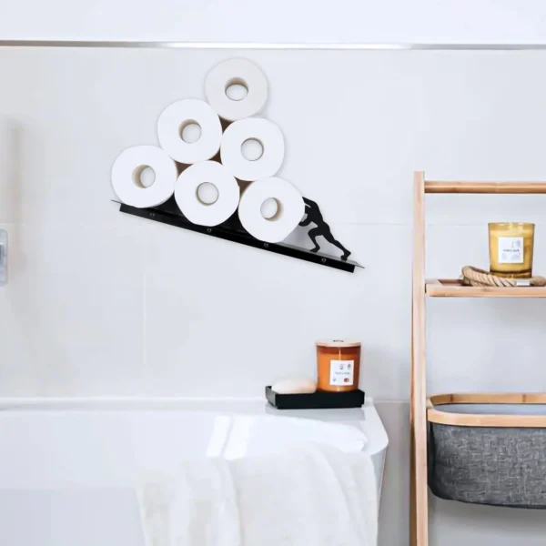 Toilet Multiple Metal Paper Roll Holder Wall Mounted Storage Stand Stainless Steel Hercules Towel Roll Case Storage Shelf - Image 2