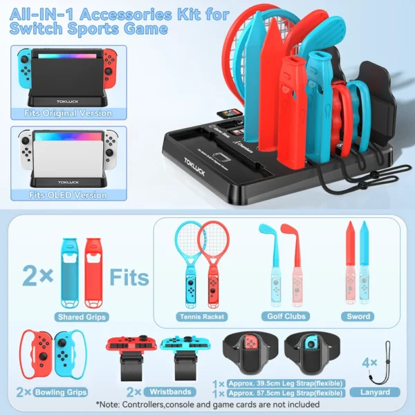 All In One for Switch/Switch OLED Sports Game Accessories Kit for Switch Set Storage Stand for Nintendo Switch - Image 2