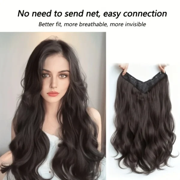 Invisible Long Wave Synthetic Hair Extensions - Fuller Hair Look, Natural-Looking Hair Strands - Confident Hairstyle Design - Image 6