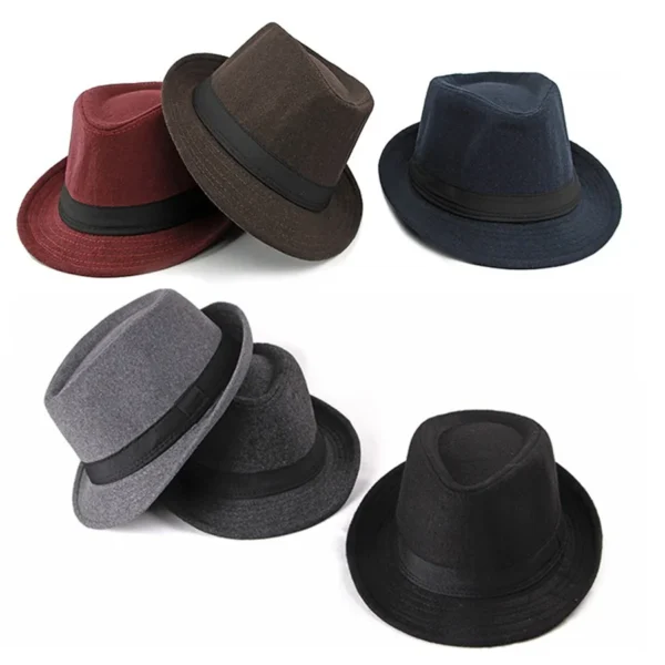 Unisex British Felt Jazz Hats For Middle Aged Men Bucket Hat Wool Fedoras Hat Autumn Winter Gentlemen Wedding Party Magic Caps