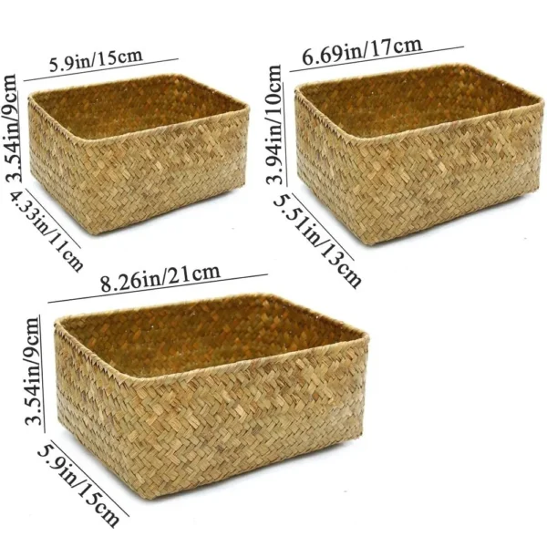 Handmade Straw Dried Flower Fruit Pot Basket Rattan Box Practical  Kitchen Storage Basket Home Decortion - Image 6