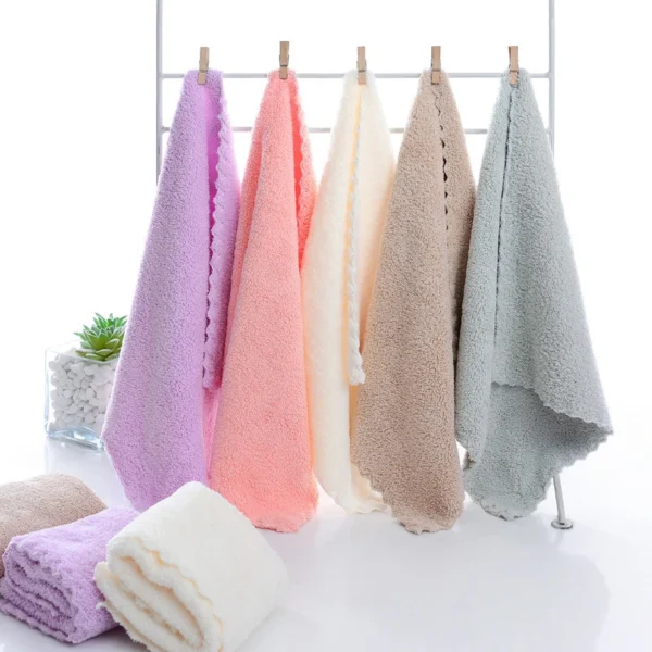 10Pcs Thickened Microfiber High-density Coral Fleece Towel Quick Dry Clean Face Soft Absorbent Towel - Image 2