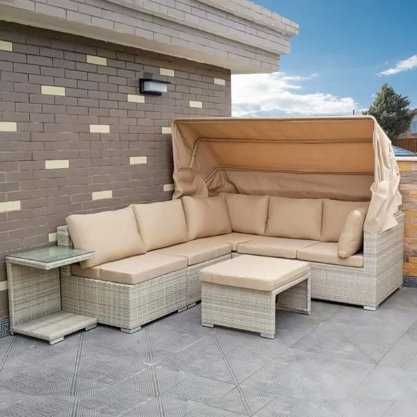 Courtyard Factory High-end Patio Outdoor Waterproof Rattan Sofa Set Furniture Garden with Shed