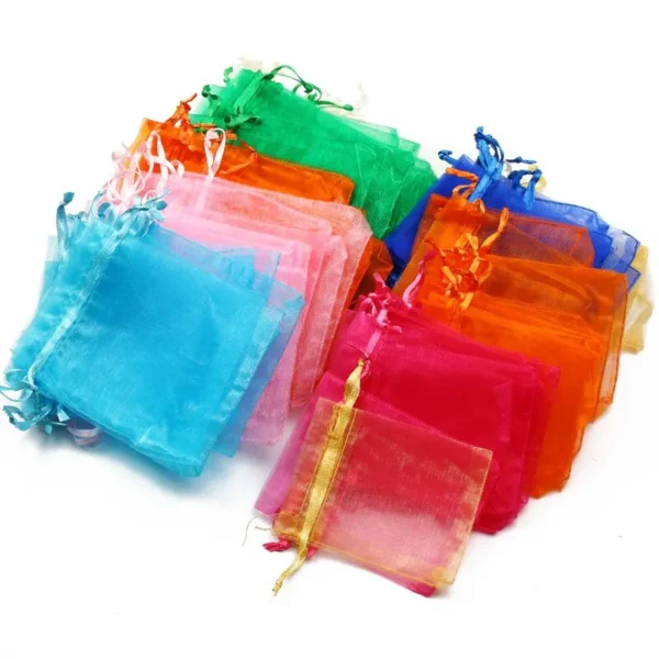 50pcs/Lot Multicolor Jewelry Packaging Bag 7*9 11*16 15*20cm Organza Bags Gift Storage Wedding Drawstring Pouches Wholesales - Image 5