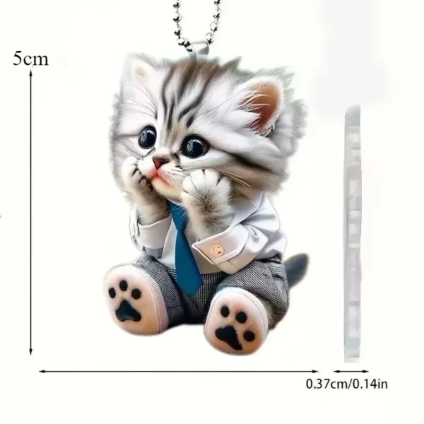 Cat-Shaped Car Pendant Hanging Ornament with Chain Realistic Animal Rearview Mirror Hanging Decor Auto Interior Accessories - Image 5