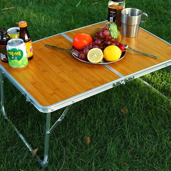 Outdoor Picnic Barbecue Bamboo Wood Bamboo Board Table Camping Portable Portable Folding Table Simple Furniture Computer Table - Image 2