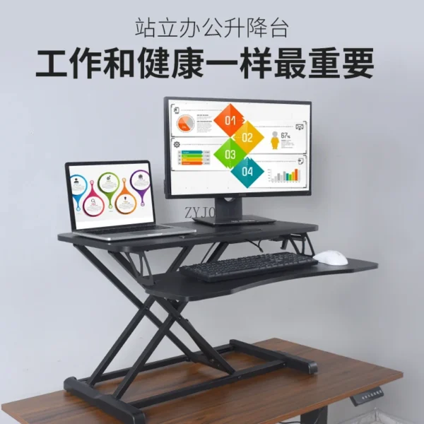 *Standing Lift Workbench Folding Computer Desk Desktop Monitor Raising Rack Table - Image 3