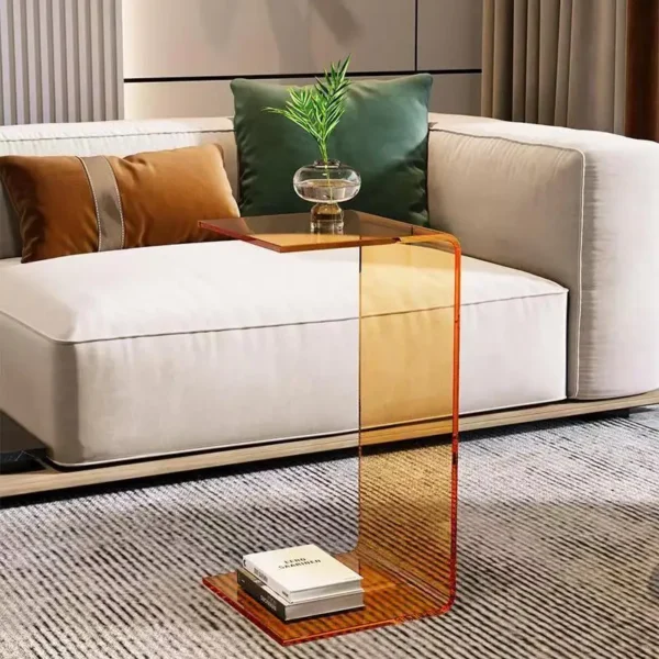 Nordic Clear Acrylic C-Shaped Coffee Table for Living Room Sofa Side End Table Modern Nordic Transparent Acrylic Bay Window - Image 2