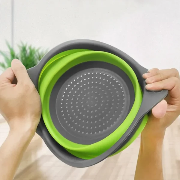 Collapsible Silicone Strainer Fruit Vegetable Washing Basket Strainer Drainer With Handle Kitchen Storage Tools - Image 2