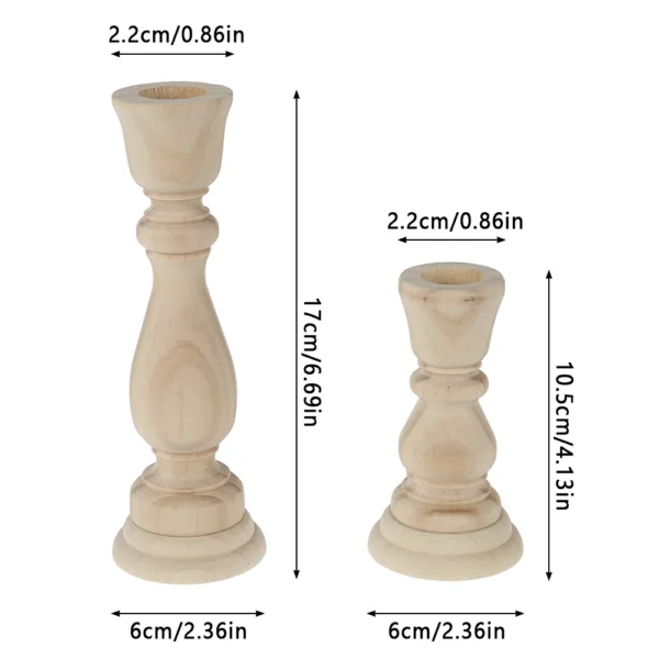 Wooden Candlesticks Unfinished DIY Classic Craft Candle Holders for Paint or Living Room Home Wedding Holiday Decorations - Image 3