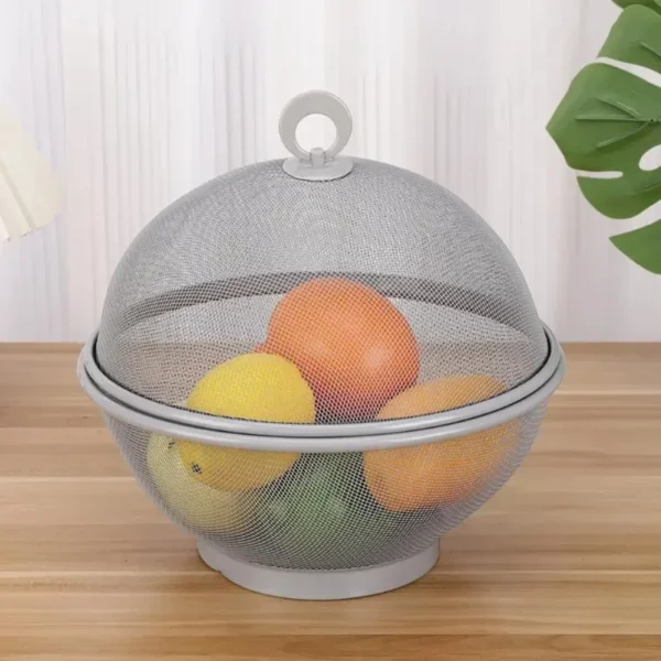 Large Capacity Mesh Fruit Basket with Lid Food Grade Prevent Fly Stainless Steel Kitchen Drain Basket Vegetables Fruit Holder - Image 3